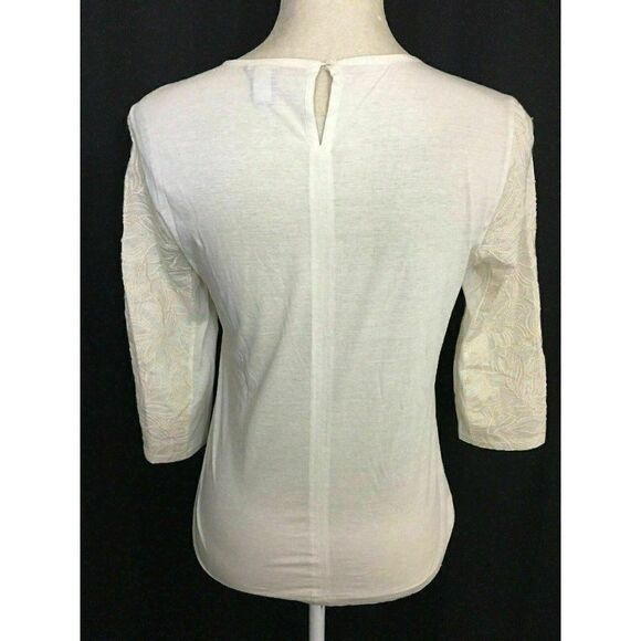 J Crew Ivory Floral Embroidered Long sleeve top - Picture 4 of 7